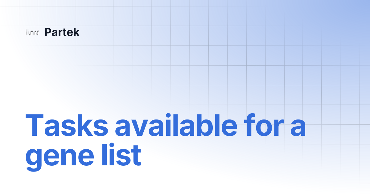 Tasks available for a gene list | Partek